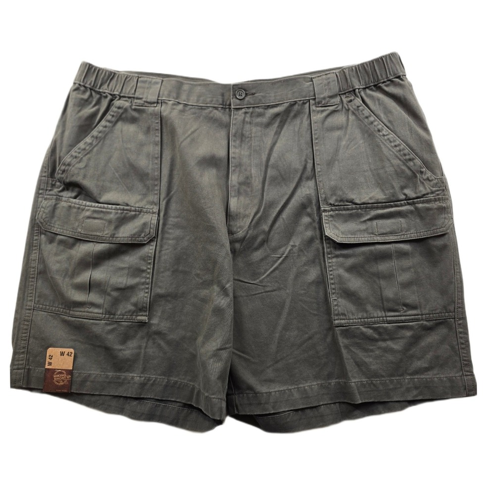 Savane Hiking Shorts Mens 42 Olive Green Cotton Cargo Elastic Waist NEW